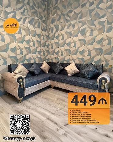 Divanlar: Künc divan, Açılan, Bazalı, Parça, Şəhərdaxili pulsuz çatdırılma — 1