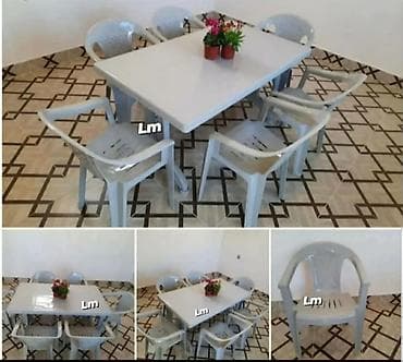 bağ divan: Yeni, Dördbucaq masa, 6 stul, Açılmayan, Stullar ilə, Plastik — 4
