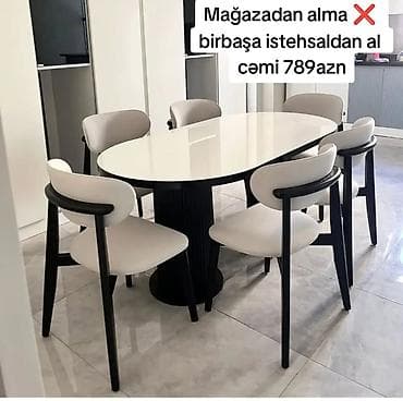 antik stullar: Mətbəx üçün, Yeni, Açılmayan, Oval masa, 6 stul — 1