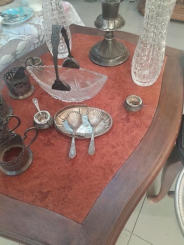 parça satışı: Antik kristal və metal aksessuarlar dəsti - 3 ədəd kəsmə naxışlı — 3