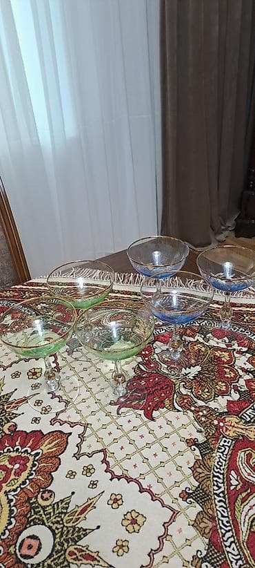 bayram sufreleri: Qədəhlər, rəng - Yaşıl, Şüşə, 6 ədədli dəst — 1