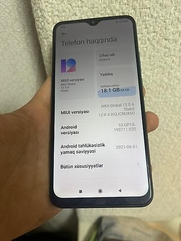 xiaomi redmi pad: Redmi 9, 64 GB, rəng - Göy, Barmaq izi — 9