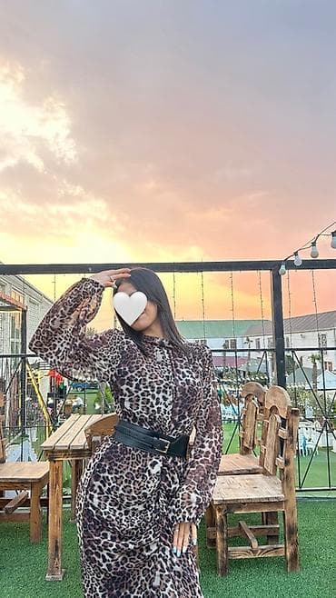 мини: Leopar naxışlı qadın donu - Stil: Klassik və eleqant siluet, qolsuz — 1