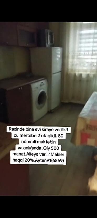 gencede ev: Razinde bina evi kiraye verilir. 4 ci mertebe. 500 azn ayligi. Sekiler — 5