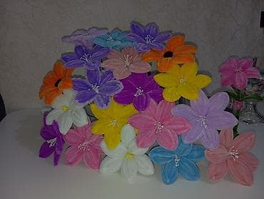 ev şəkli: Məhsul: Rəngarəng dekorativ süni çiçəklər dəsti - Əl işi dekor — 2