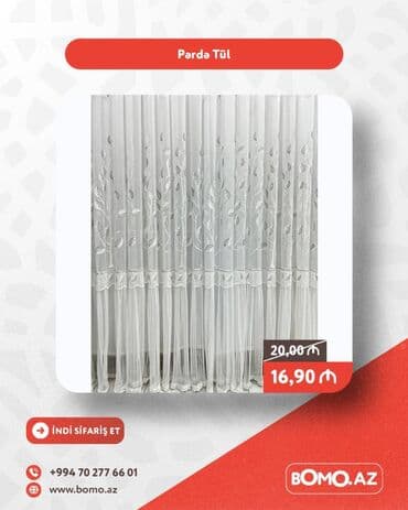 jakuzi baku: 🔥 Pərdə Tül ✅ Brend: No Brand ✅ Rəng: Ağ ✅ Keyfiyyət: Yüksək 👉 20,00 — 1