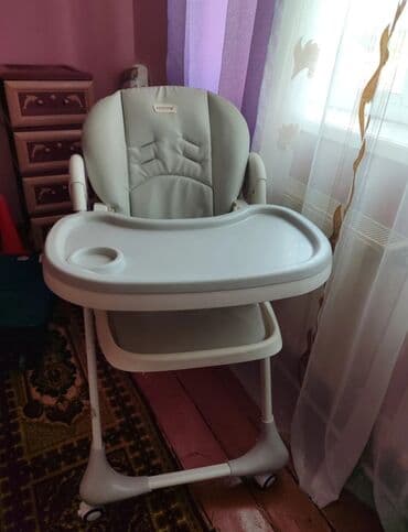 купить детскую коляску бу: Uşaq yemək stulu – KDDYW - Rəng: açıq boz/ağ - Yumşaq yastıqlı — 2