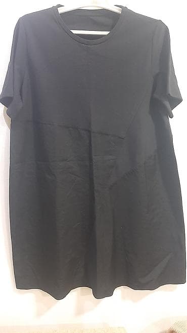 Qadın qara t-shirt/tunika - Rəng: tam qara - Kəsim: rahat, düz