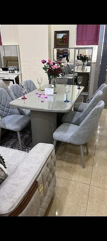 kuxna usdolu: Mətbəx üçün, Açılmayan, Dördbucaq masa, 6 stul — 2