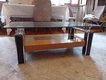 şüşə stol: Düz masa, Açılmayan, Təkərsiz, Şüşə, Zəmanətsiz — 3