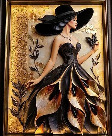 Dekorativ 3D divar paneli – “Zərif Xanım” - Texnika: relyefli 3D