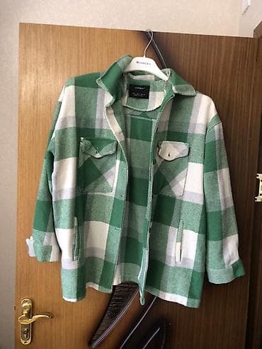 barter geyim: Yaşıl-ağ-boz dama naxışlı flanel overshirt/kurtka. Xüsusiyyətlər: - — 1