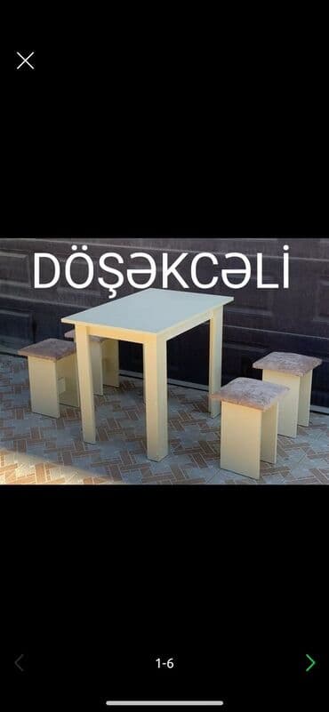 Masa və oturacaq dəstləri: Mətbəx üçün, Yeni, Dördbucaq masa, 4 stul