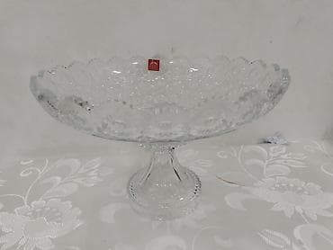 doner qablari: Şüşə meyvə qabı – ayaqlı, naxışlı - Material: qalın, şəffaf şüşə - — 1