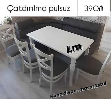 metbex ucun divanlar: 💫 Mətbəx dəsti Qiymət : 390₼ Divan:1.20x1.70 Masa: 70x1.20 +2stul📌 — 2