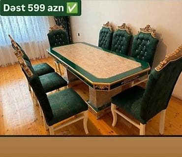 Qonaq otağı üçün, Yeni, Açılmayan, Dördbucaq masa, 6 stul — 1