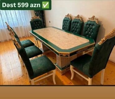 hazir kreditde olan heyet evleri: Qonaq otağı üçün, Yeni, Açılmayan, Dördbucaq masa, 6 stul — 7