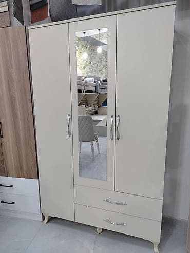 borular: Yeni, 3 qapılı, Güzgülü, Bej, Açılan, Düz dolab — 1