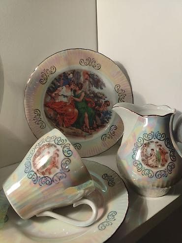 saxda baba paltari: Çay dəsti, rəng - Ağ, Farfor, Almaniya — 4