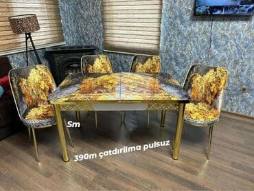 yigilib acilan stollar: Mətbəx üçün, Yeni, Açılan, Dördbucaq masa, 4 stul — 1