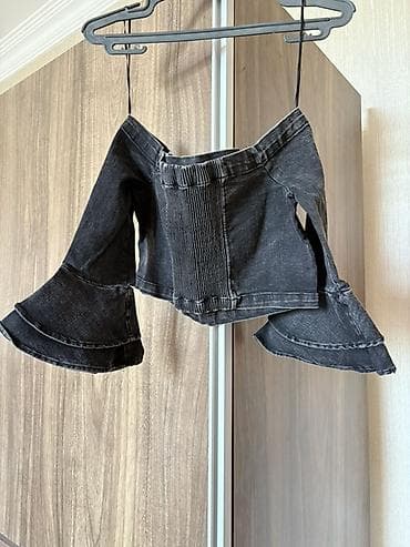 topdan geyim: ZARA WOMAN – premium DENIM COLLECTION” qara denim top M razmer Alınıb — 2