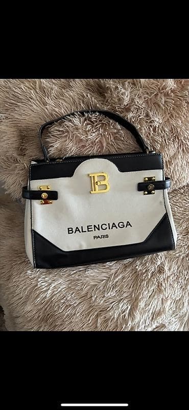 balenciaga: Məhsul: Qadın geyim dəsti və çanta - Mavi rəngli, ağ etnik/naxışlı — 3