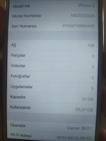 iphone hdmi kabel: IPhone 6, 32 GB, Gümüşü, Barmaq izi — 6