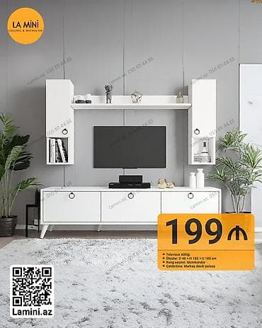 Minimalist televizor stendi və divar rəfi dəsti - Dəst tərkibi: aşağı