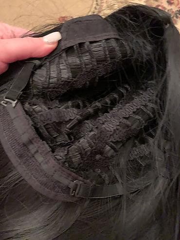 parik satışı: ÇOX UZUN HAMAR DÜZ QARA PARİK 90 SM. DOLAŞMİR DUBBEDUZDUR. TEBİİ — 7
