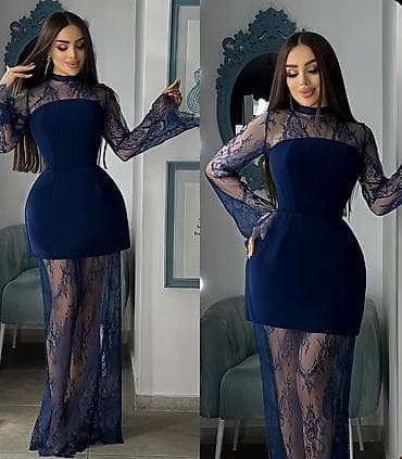 Məhsul: Qadın axşam geyimi – krujeva detallı uzun ziyafət donu -