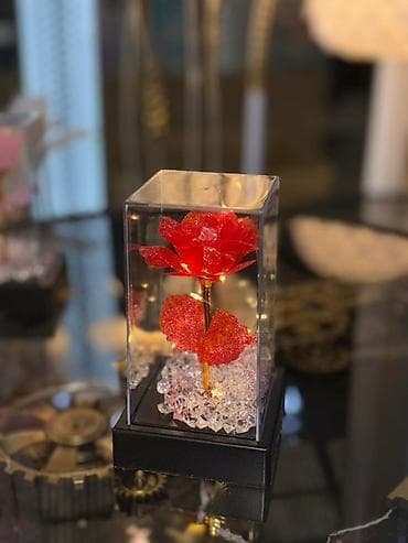 Картины и портреты: LED işıqlı dekorativ gül kompozisiyası - Şəffaf akril vitrin — 2