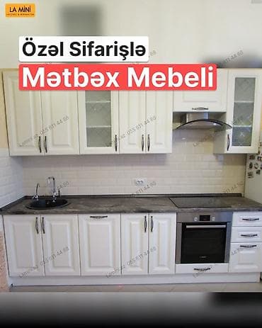 Özəl sifarişlə mətbəx mebeli – klassik üslubda ağ fasadlar, şüşəli — 1