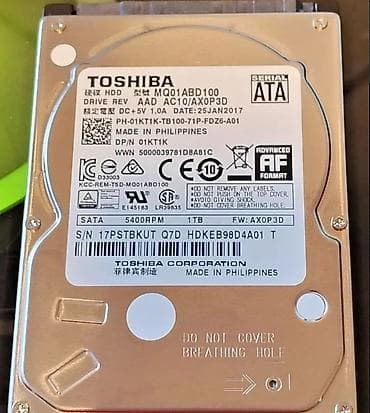 Daxili Sərt disk (HDD) Toshiba, 1 TB, 5400 RPM, 2.5", Yeni