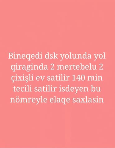 Binəqədi qəs. 2 otaqlı, 100 kv. m, Kredit yoxdur, Yeni təmirli
