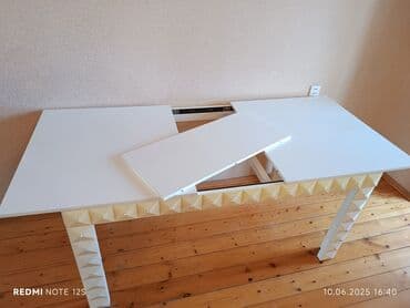 стол на колесиках: Кухонный стол, Б/у, Раскладной, Прямоугольный стол — 2