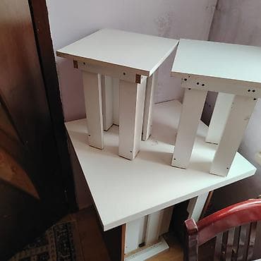 masa ve oturacaq: Mətbəx üçün, Açılmayan, Kvadrat masa, 2 stul — 4