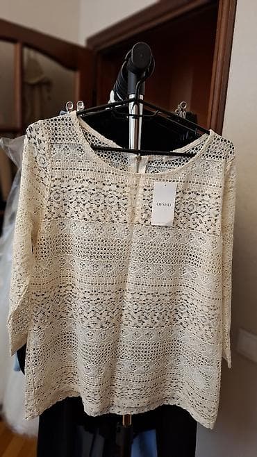 Köynək və bluzalar: Brend: OYSHO Məhsul: Ajour krujeva bluz Rəng: Krem/ivori Model: Düz — 1