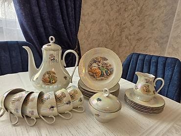 Çay dəsti, rəng - Ağ, Farfor, 6 nəfərlik