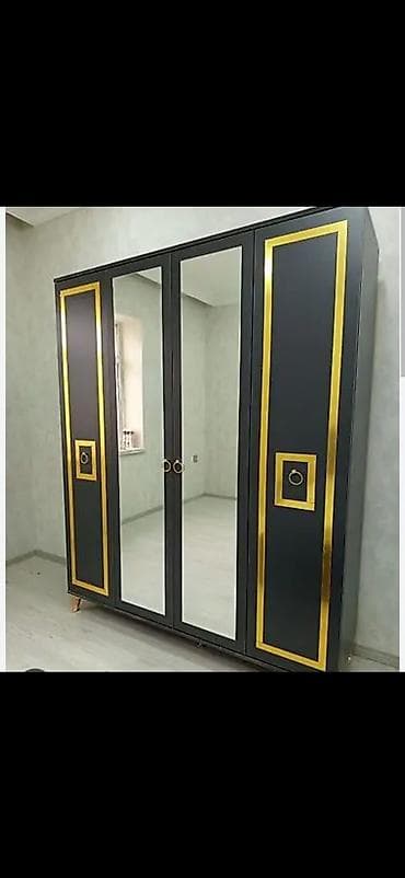 qapi demir qapi seyf qapi: Mebel dəsti – qızılı detallı qara və ağ dizayn Tərkib: - 4 qapılı — 1
