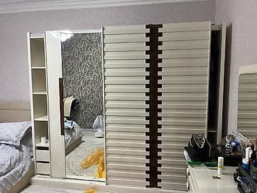 qapi dekoru: 2 qapılı, Güzgülü, Ağ, Digər material, Kupe, Düz dolab — 2