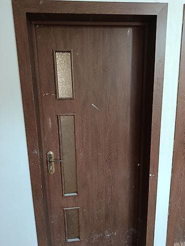 heyet qapi: Daxili ağac qapı – dekorativ şüşə panelli - Material: Taxta (ağac — 1