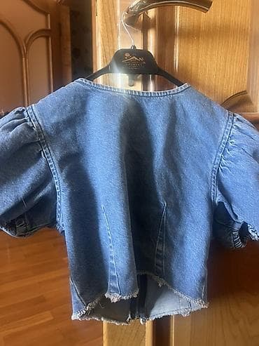 cins: Denim qısa gödəkçə/top - Material: klassik mavi denim (pambıq — 1