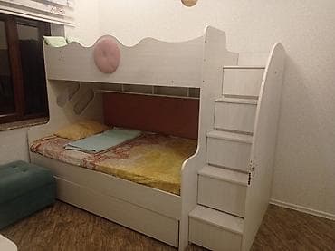 Oğlan və qız üçün, İşlənmiş, Çarpayı, Matras ilə, Siyirməli, Taxta