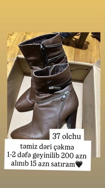 Məhsul: Qadın dəri çəkmə - Ölçü: 37 - Material: təmiz dəri - Rəng