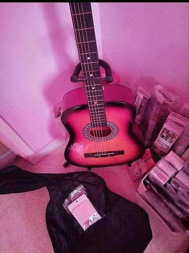gitara aksesuar: Aköstik gitar – dreadnought korpus, sunburst (qırmızı-narıncı-qaraya — 2