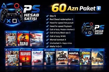 60 Azn Paket⬇️ Gta 5 Red dead redemption 2 Need for speed Hot pursuit