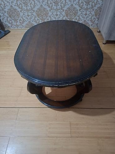 stol stul iwlenmiw: Jurnal masası, İşlənmiş, Taxta, Oval masa — 3