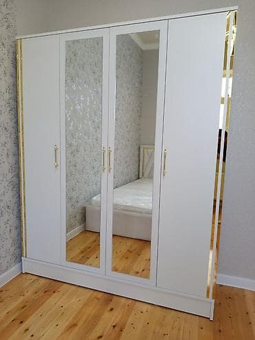 bar şkaf: Yeni, 4 qapılı, Güzgülü, Bej, Digər material, Açılan, Düz dolab — 3