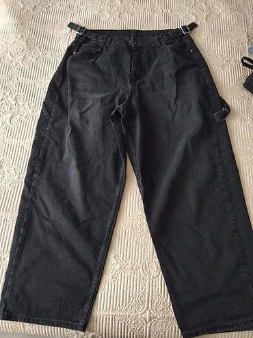 a class makasin: Qara rəngli unisex geniş kəsimli cins şalvar - Material: sıx denim — 1