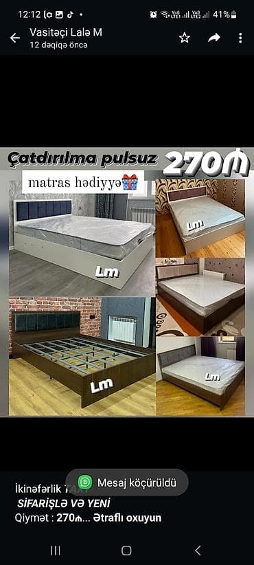 Мебель на заказ: İkinəfərlik _*TAXT*_ _*SİFARİŞLƏ VƏ YENİ*_ Qiymət : *270₼* Ölçü — 1